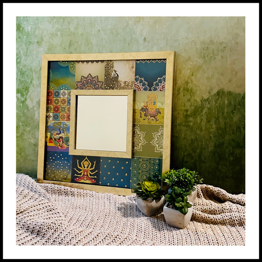 The Elephant and Peacock Small Square Mirror