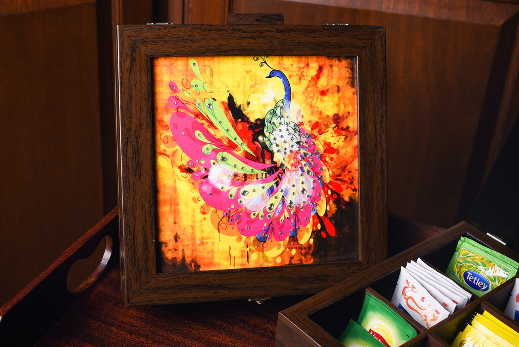 Large Pink & Yellow Peacock Multi-purpose Box