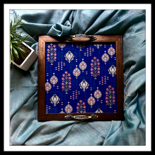 Blue  Mughal Gardens Square Tray