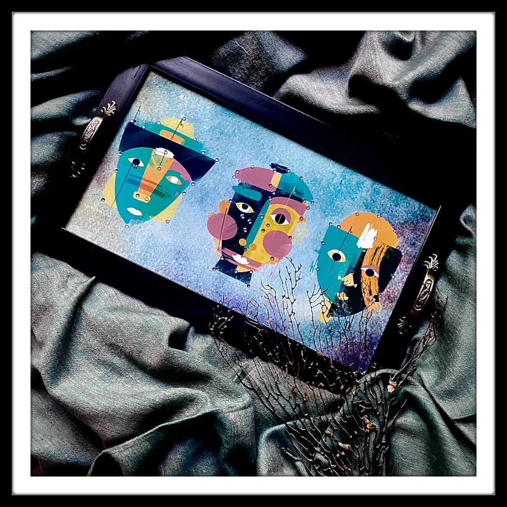 Abstract Faces Long Tray