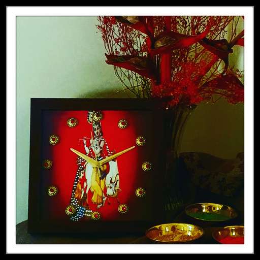 Red Radha Krishna Clock I