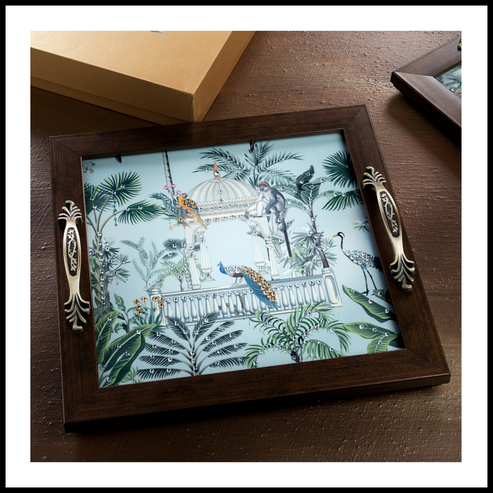 Birds in a Mughal Garden Square Tray