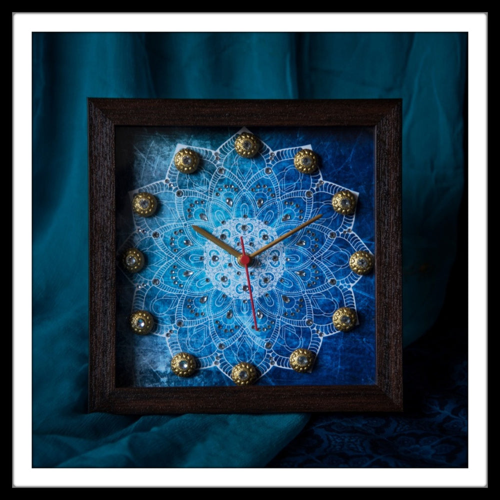 Blue & White Mandala Clock - Footprints Forever