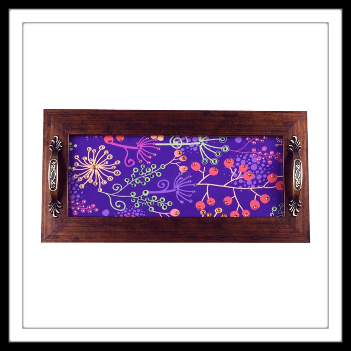 Purple Floral Long Tray - Footprints Forever