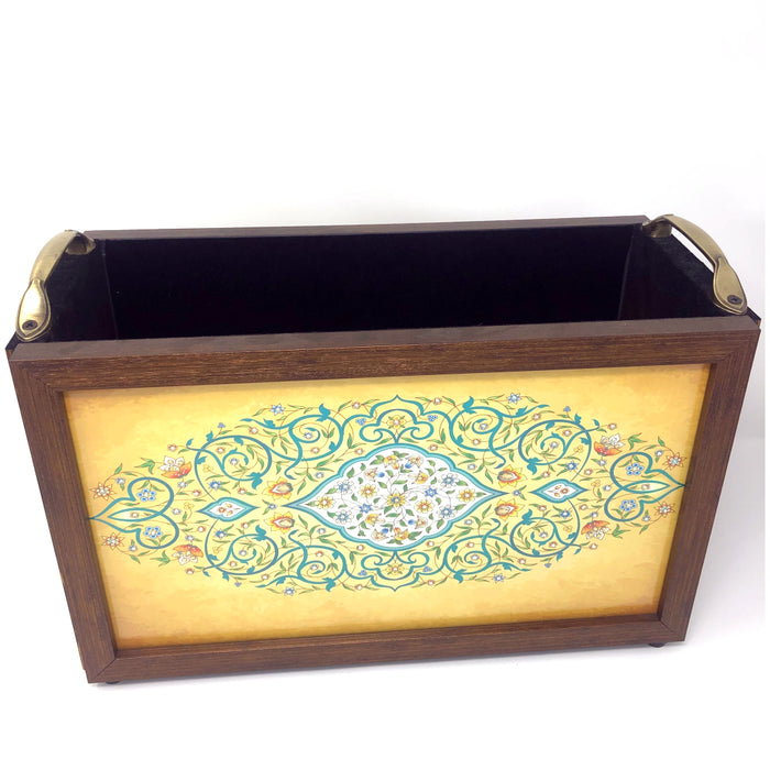 Beige Mughal Motif Magazine Rack - Footprints Forever