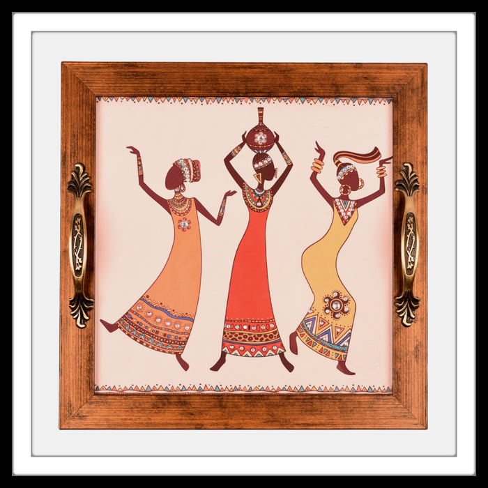 African Ladies Square Tray