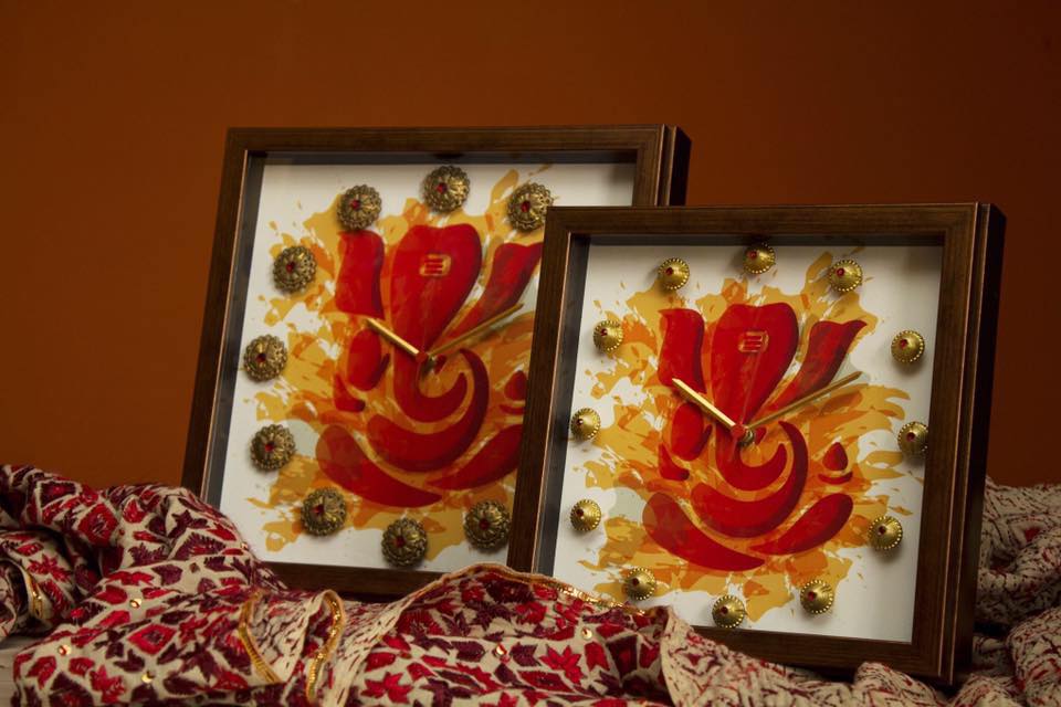 White Ganesha Clock - Footprints Forever