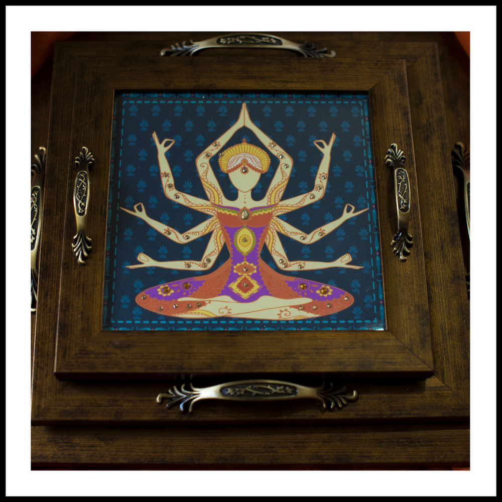 Blue Yoga Square  Tray