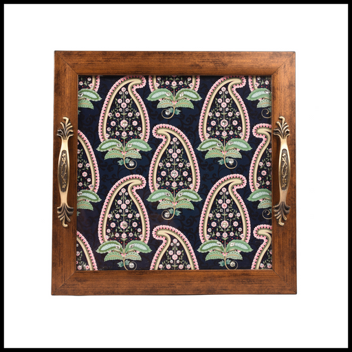 Paisley with Leaves and Flowers Square  Tray