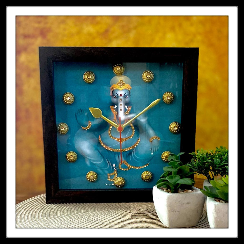 Blue Ganesha Clock