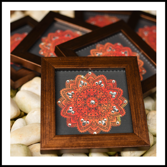 Orange & Grey Mandala  Coasters