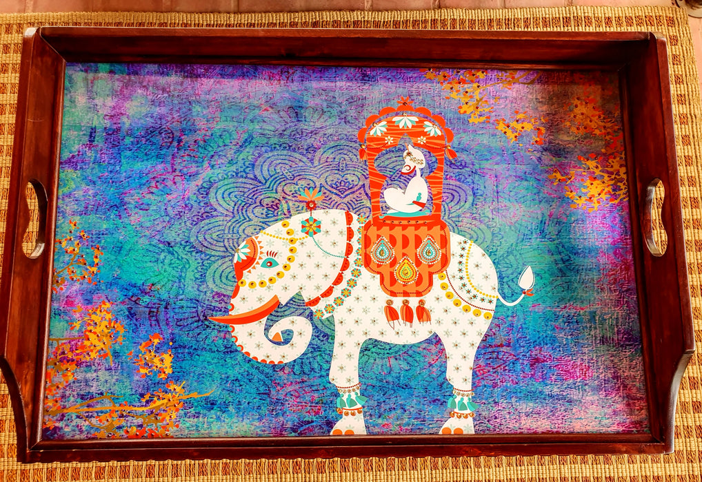 Maharaja on Elephant Butler Tray with Trestle Stand