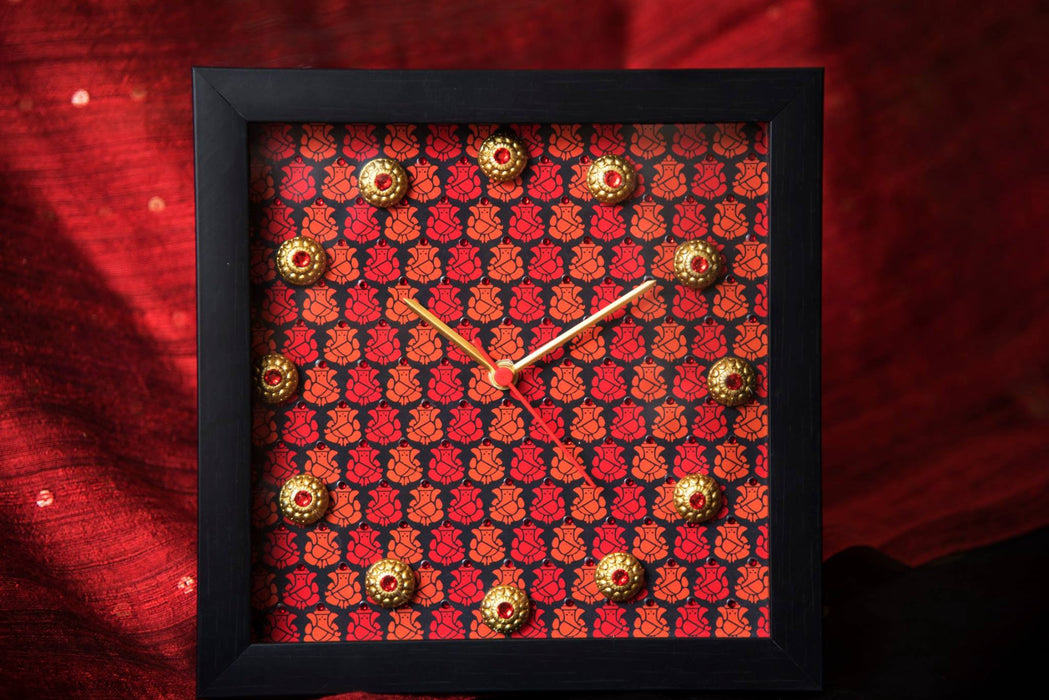 Red & Black Multi Ganesha Clock - Footprints Forever