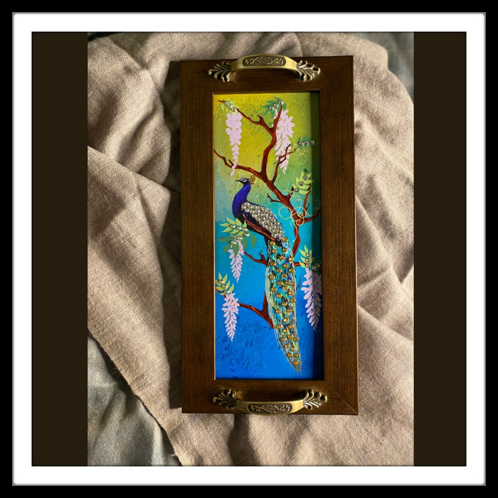 Blue Green Peacock Long Tray