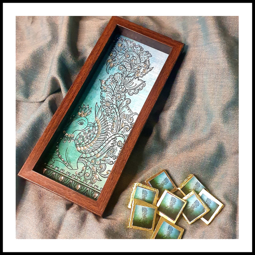 Turquoise Peacock Box Tray with Chocolates Gift Hamper