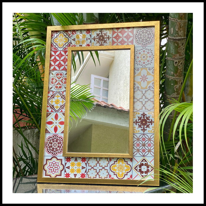 Portuguese Style Mirror Red & White
