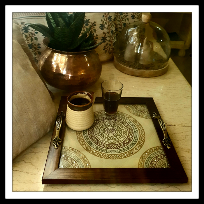 Beige & Brown Square Tray