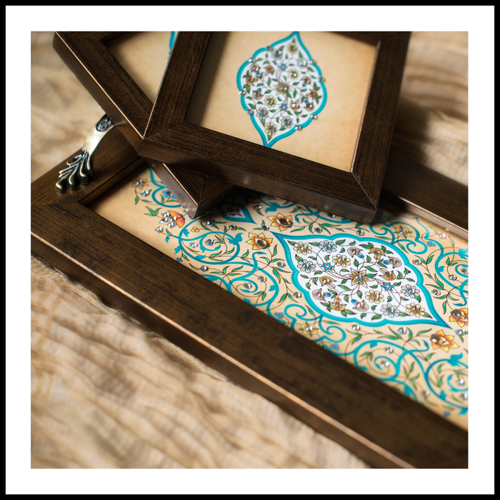 Cream Mughal Tray & 2 Coasters