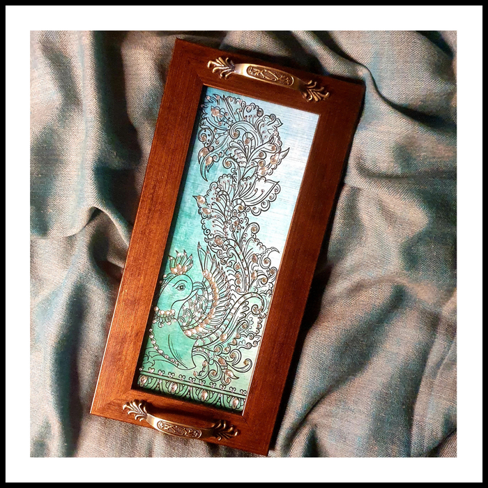Turquoise Peacock Long Tray