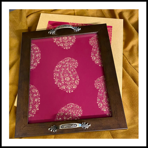Hot Pink Paisley Rectangular Tray