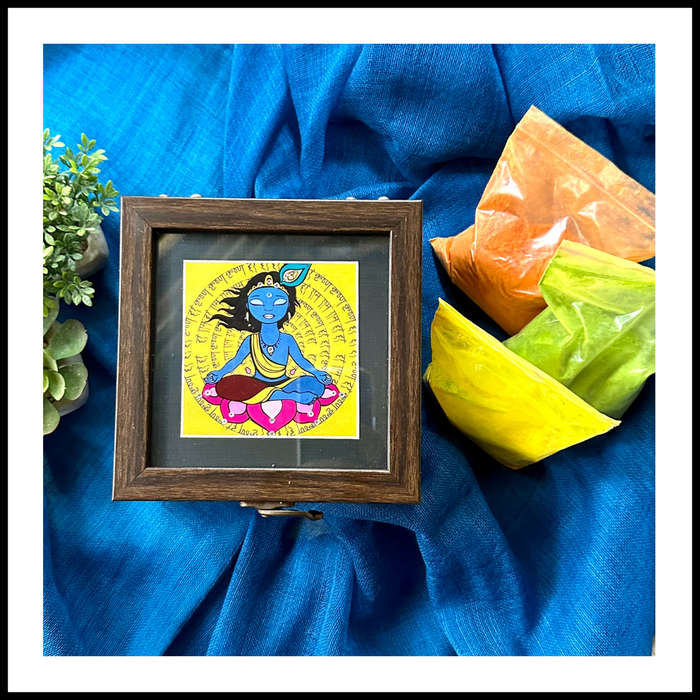 Baby Krishna Box with Holi Colours