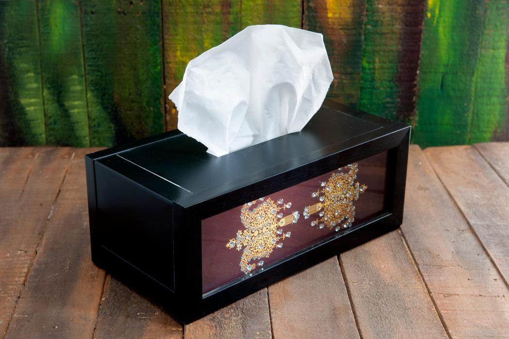 Maroon Double Paisley Tissue Box