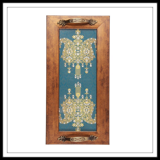 Light Aegean Blue Double Paisley Long Tray - Footprints Forever
