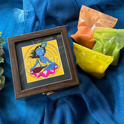 Baby Krishna Box with Holi Colours