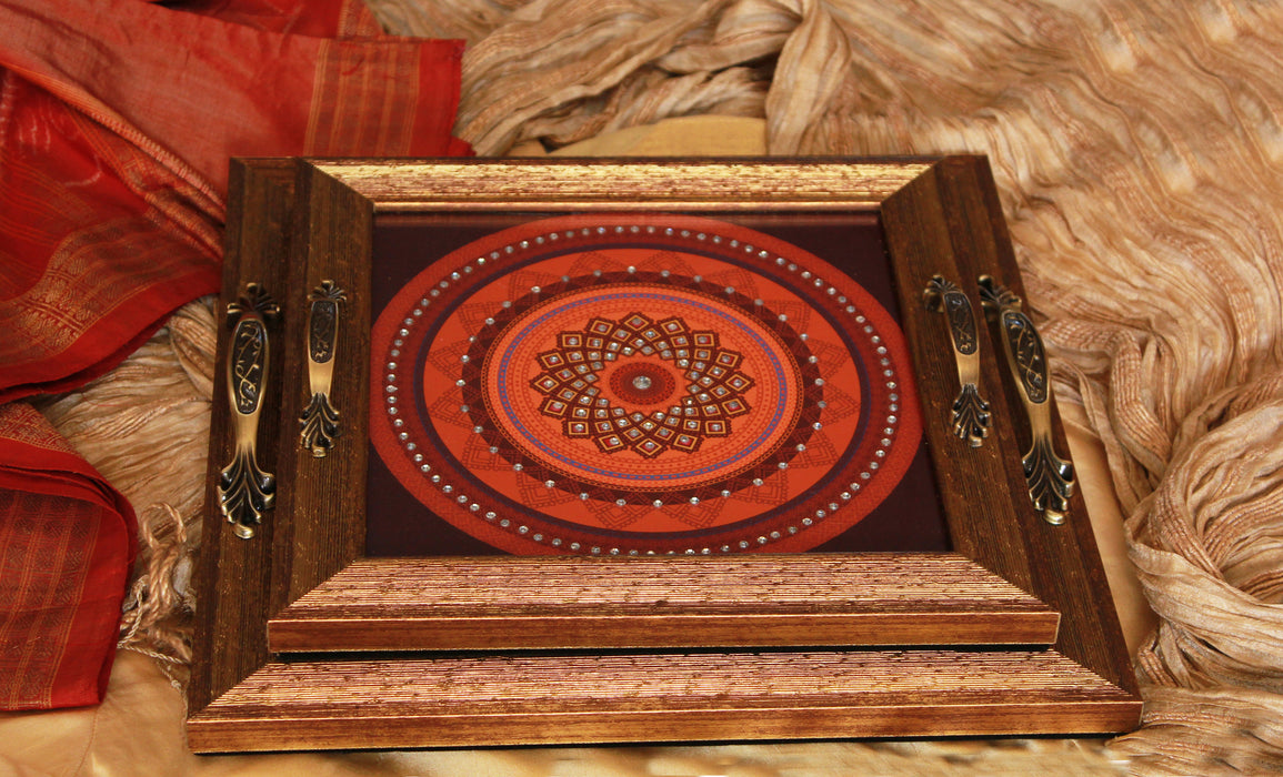 Red Mandala Tray Square Set - Footprints Forever