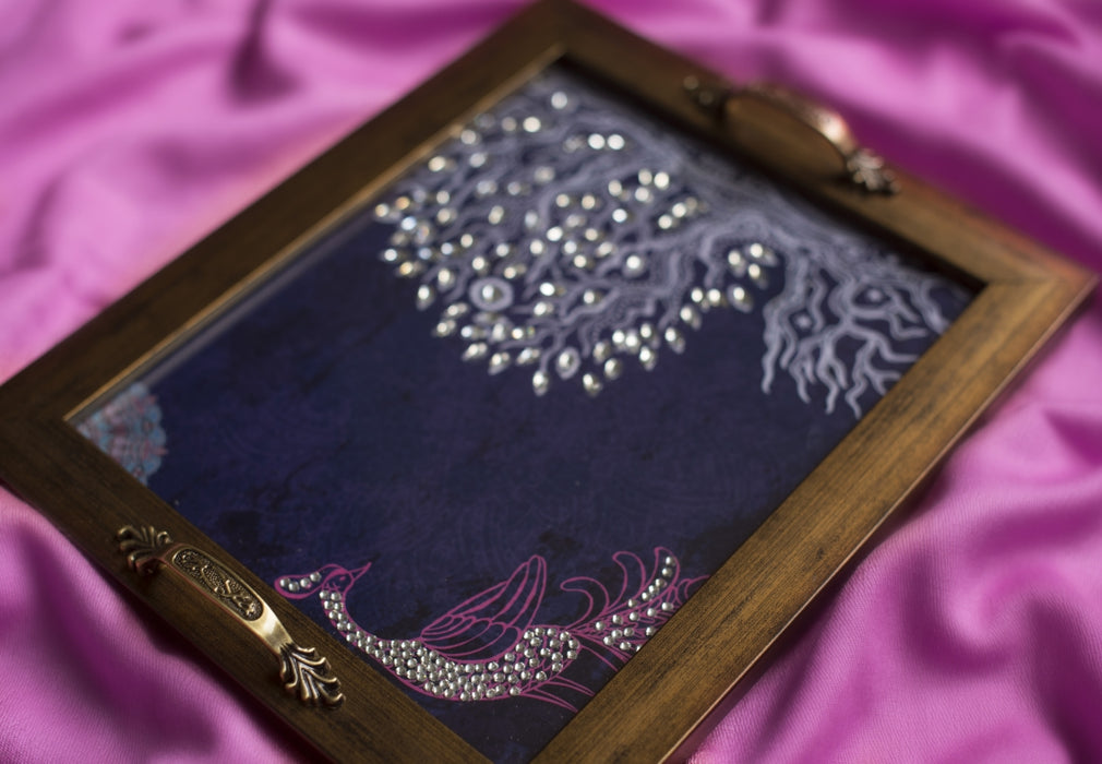 Peacock with Tree of Life Rectangular Tray - Footprints Forever