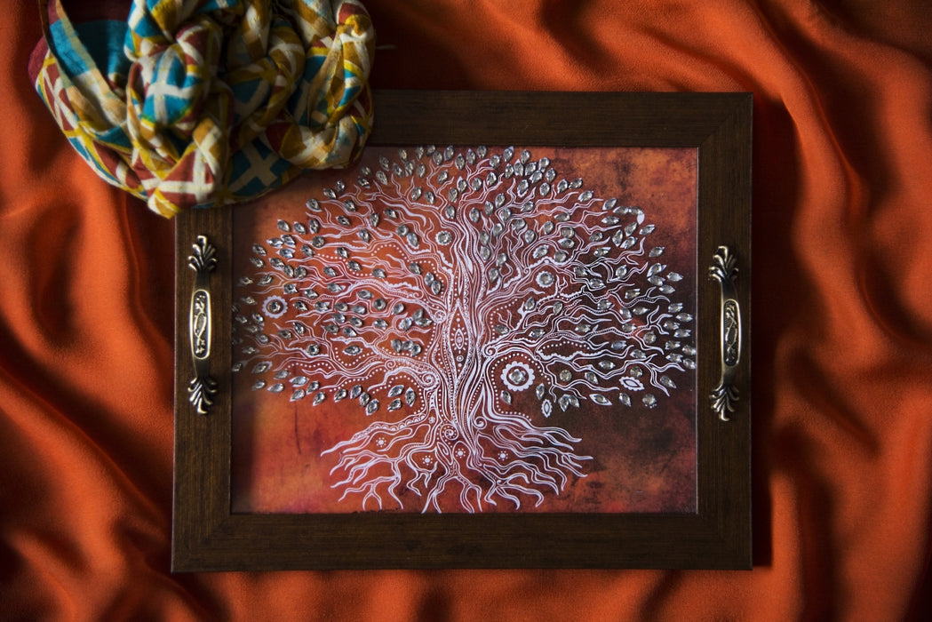 Orange Tree of Life Rectangular Tray - Footprints Forever