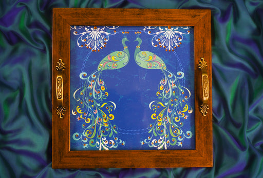 Blue & Green Peacock Square Tray