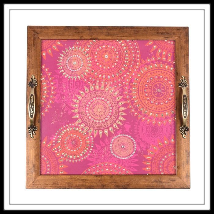 Arabesque Pink Square Tray - Footprints Forever