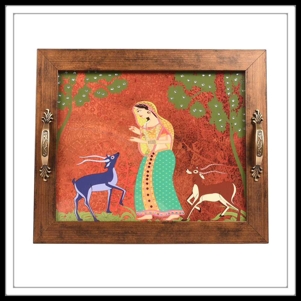 Queen in the Jungle with Deer Rectangular Tray - Footprints Forever