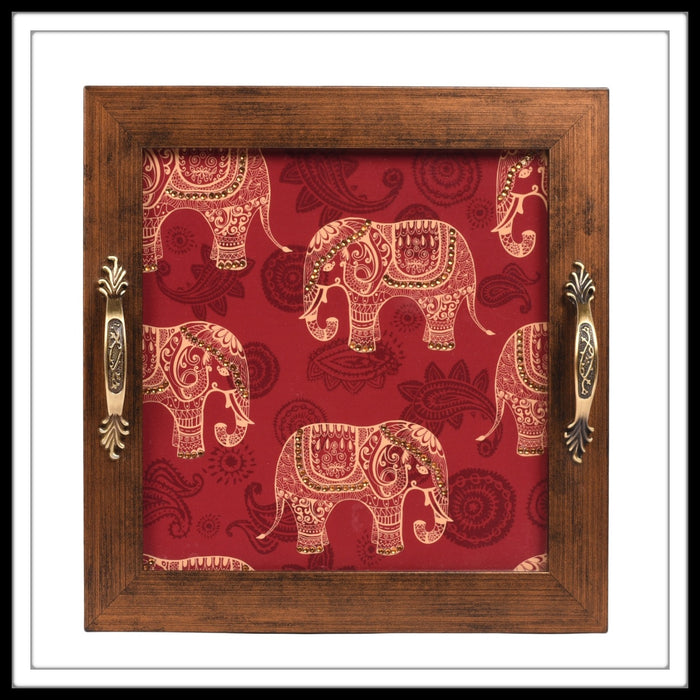 Red Elephant Square Tray - Footprints Forever