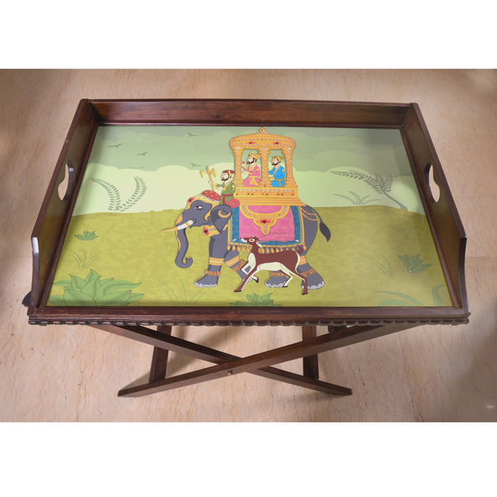 Green Elephant Butler Tray with Trestle Stand - Footprints Forever