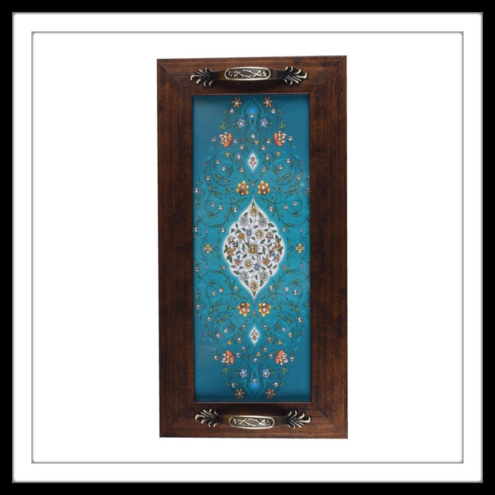 Teal Mughal Motif Long Tray - Footprints Forever