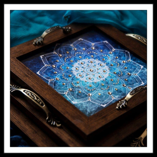 Blue and White Mandala Tray Square Set (3) - Footprints Forever