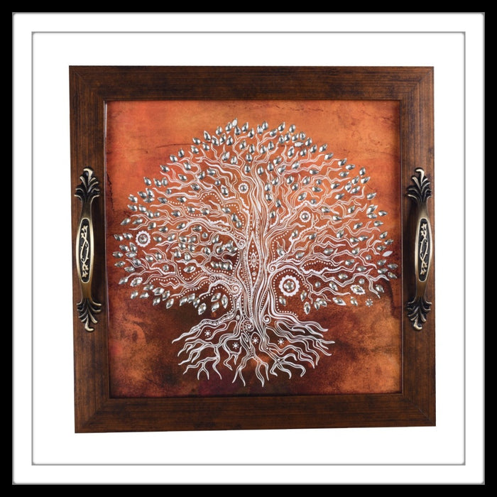 Orange Tree of Life Square Tray - Footprints Forever