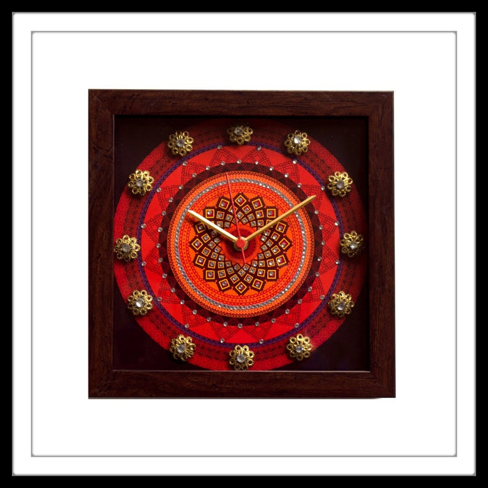 Red Mandala Clock - Footprints Forever