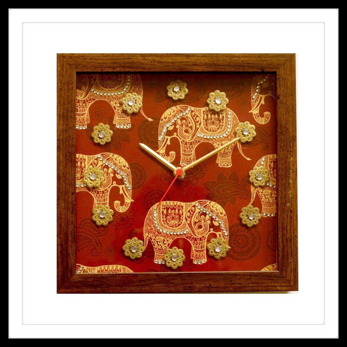 Red Elephant Clock - Footprints Forever