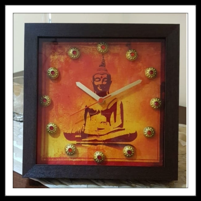 Red Buddha Clock - Footprints Forever