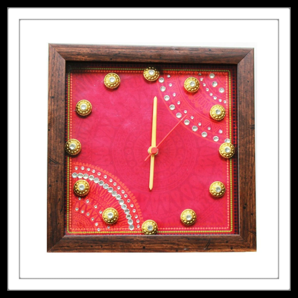 Pink Bedazzled Clock - Footprints Forever