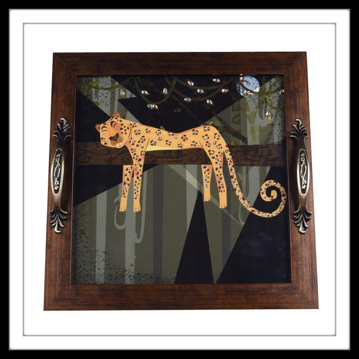Cheetah on Tree Square Tray - Footprints Forever