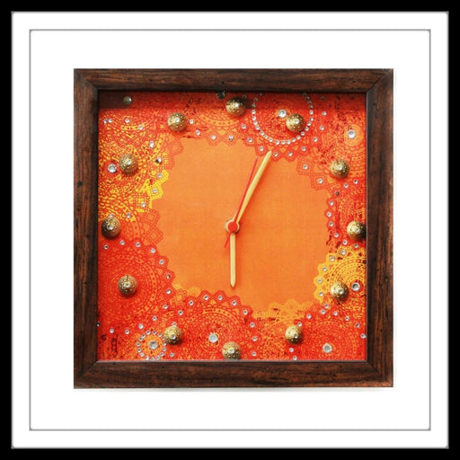 Orange Bedazzled Clock - Footprints Forever
