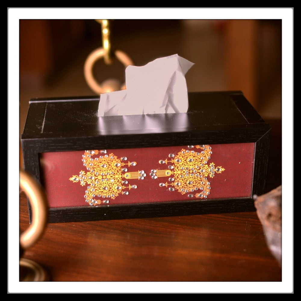 Maroon Double Paisley Tissue Box - Footprints Forever
