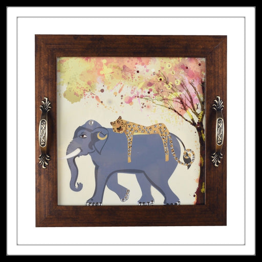 Cheetah on Elephant Square Tray - Footprints Forever