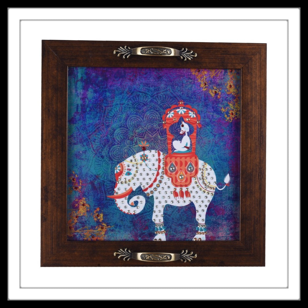 Maharaja on Elephant Square Tray - Footprints Forever
