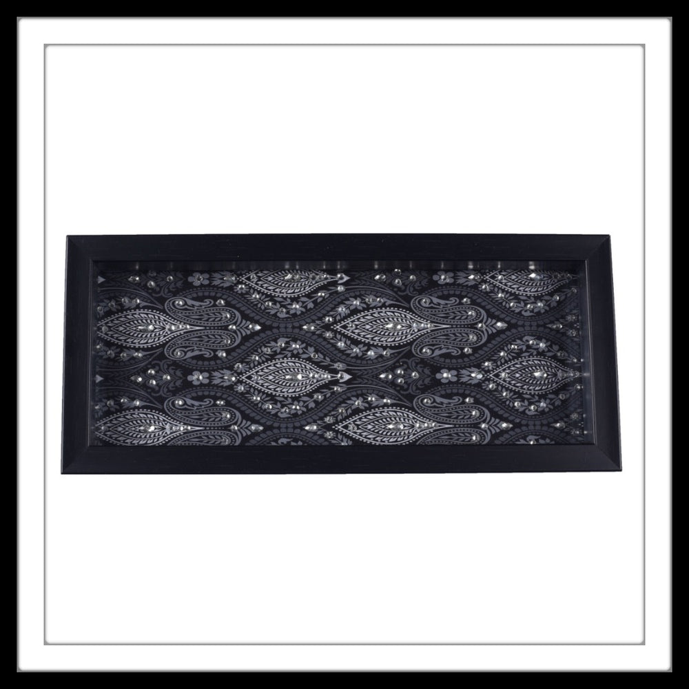 Black and White Paisley Box Tray - Footprints Forever