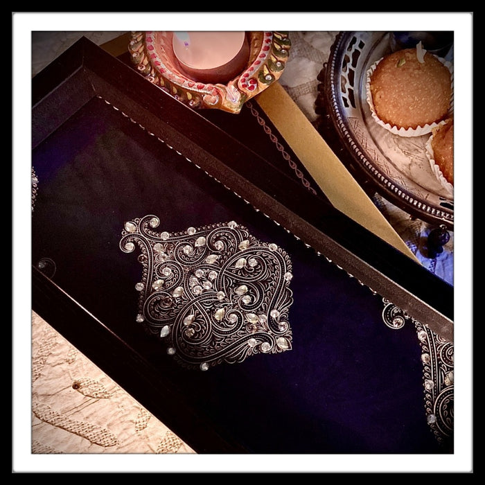 Black Damask Box Tray